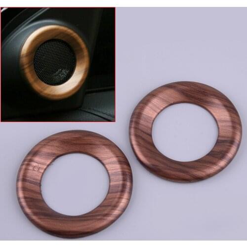 1 Pair Car Front A-Pillar Horn Speaker Sound Decoration Ring Trim Cover Peach Wood Grain Fit For Honda CRV 2017 2018 2019 2020