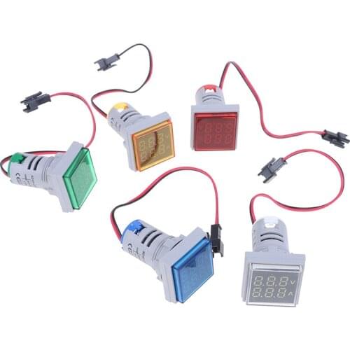 1PCS Mini LED Digital Dual Display Voltmeter Ammeter Meter Voltage Current Tester AC 60-500V 0-100A Display Gauge