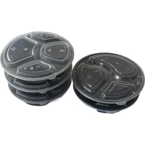 10Pcs Plastic Reusable Bento Box Food Preparation Storage Container 3 Compartments Disposable Microwave Home Lunch Boxes Packag