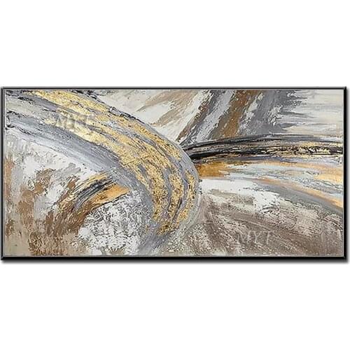100% Hand Painted Pictures Paintings Gloden Color Oil Painting Abstract Modern Canvas Wall Art Living Room Decor Picture