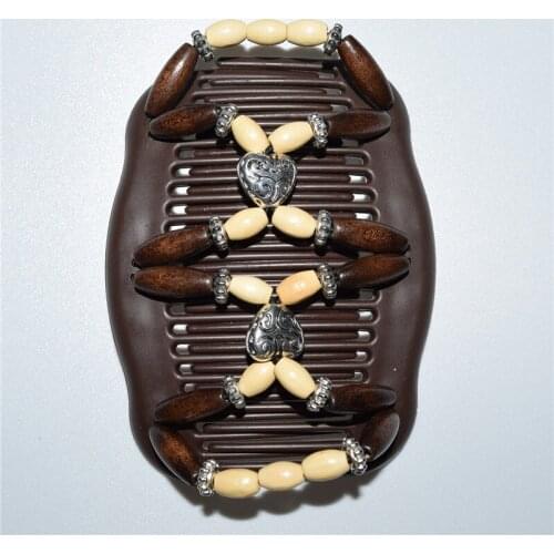 20 PCS/LOT peach heart beauty hot sale elastic beaded double twin headwear magic hair comb clips for woman fashion jewlery