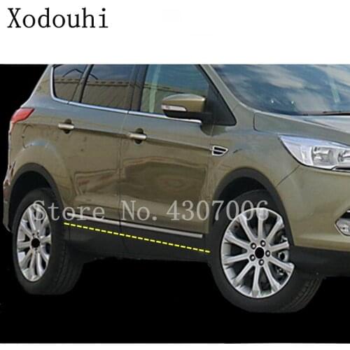 For Ford Kuga Escape 2013 2014 2015 2016 Car Door Trim Strip Molding Stainless Steel Stream Lamp Panel Bumper Body Hoods 4pcs