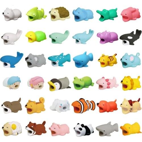 50pcs/lot Cable bites Protector for Iphone cable Winder Phone holder Accessory chompers rabbit dog cat Animal doll model funny