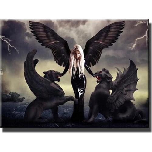 5D Diamond Painting Angels And Demons Diamond Embroidery Full Square Round Cross Stitch Kits Art Home Decoration JX510