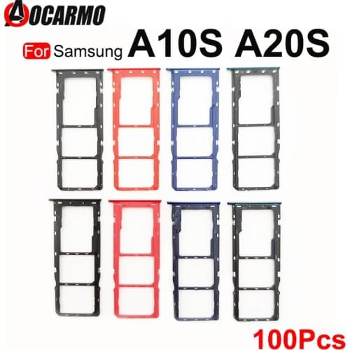 Aocarmo 100Pcs/Lot SIM Card For Samsung Galaxy A10S A20S Sim Tray Card Holder Replacement Parts