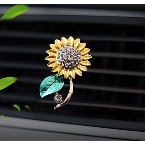 Sunflower Car Decoration Air Freshener In Auto Outlet Perfume Clip Car Fragrances Diffuser Bling Car Accessories Interior Gifts