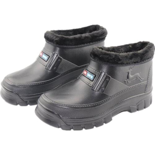 Snow boots men and women waterproof rain boots laundry kitchen hygiene work shoes EVA warm rain boots cotton shoes size 37-45