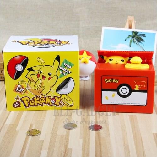 Pokemon Piggy Bank Electronic Money Box Action Anime Figure Pikachu Steal Coin Piggy Bank Money Safe Box Birthday Children Gift