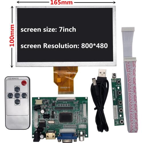 For Raspberry Pi Banana Pi Orange Pi LCD Display Screen TFT LCD Monitor AT070TN90+Kit HDMI VGA Input Driver Board