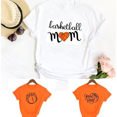 Basketball Mom Game Day Sports Mom Shirt Women Tshirt Team Clothes Casual White Orange Shirts Tops Japanese Graphic Mother Tees