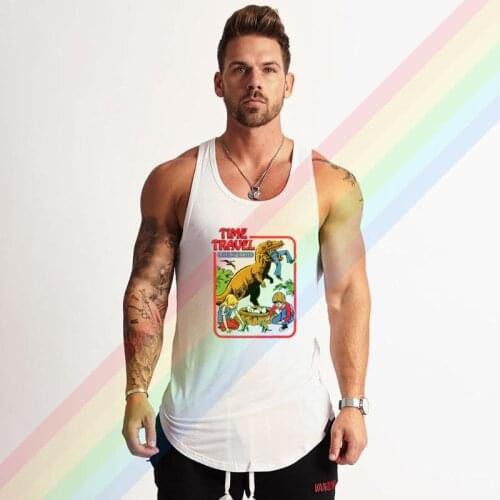 Time Travel For Beginners Brand Gym Clothing Bodybuilding Cotton Tank Tops For Men Summer Singlet Sleeveless Plus Size