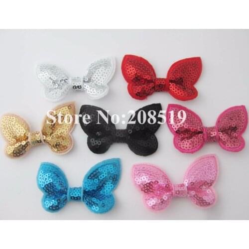FZ0043 Sequined Butterfly Appliques Multicolors 35pcs Fashion patches for headband ornament