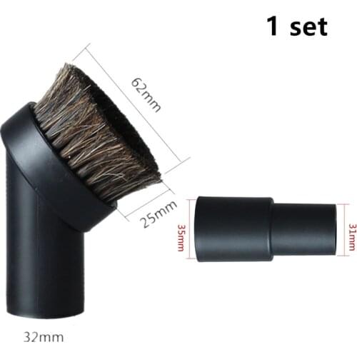 2.5cm Long Horse Horsehair Bristle Round Dust Brush W/ Vacuum Cleaner Converter Adapter Replace 32mm~35mm Adapters Clean Brushes