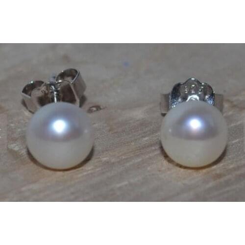 Favorite Real Pearl Earrings AA 5.5-6MM White Natural Freshwater Pearl Earrings S925 Silver Stud Jewelry Charming Women Gift