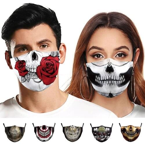Halloween Funny Horror Skull Mouth Cosplay Masks Women Men Unisex Face Mascarillas Decoration Dustproof Reusable Adult Mask