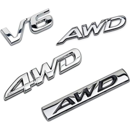 1Pcs Metal V6 4WD AWD Emblem Badge Sticker Car Body Trunk Accessories For Toyota Honda FIAT Jeep VW Ford Cadillac Mazda Nissan