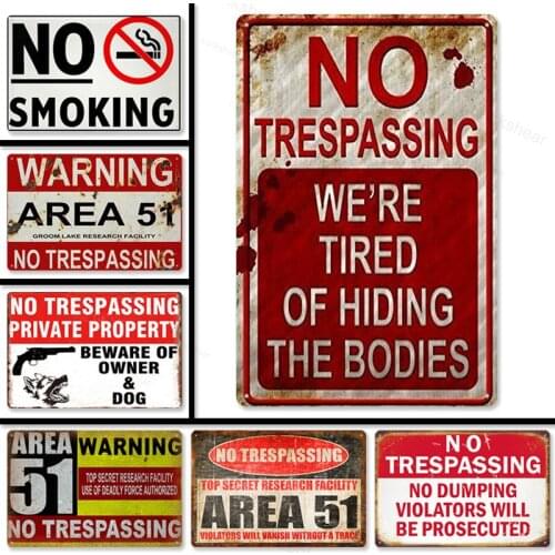Plaque Metal Vintage No Trespassing Retro Metal Sign Flag Plaque Bar Club Cafe Garage Wall Decor Art Metal Sign
