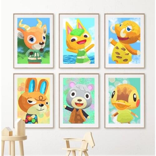 Cute Animal Cat Elephant Rabbit Sheep Bear Duck Wall Art Canvas Painting Nordic Posters And Prints Wall Pictures Kids Room Decor