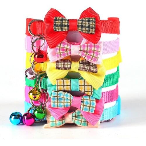 Cute pet collar With Bell Collars Delicate Safety Casual Nylon Dog Collar Neck Strap Fashion Adjustable Bell Pet Cat Dog Collar