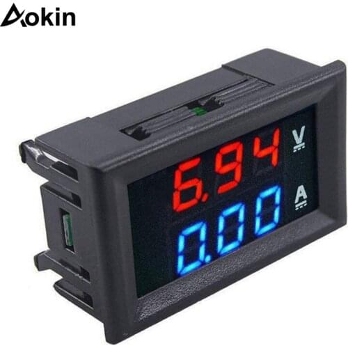 Mini Digital Voltmeter Ammeter DC 100V 10A 50A 100A Voltmeter Ammeter LED Dual Digital Volt Amp Meter Gauge with lines