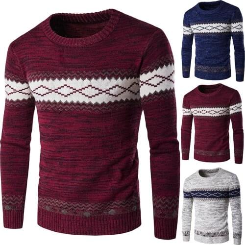 Fashion hoody men long sleeves in Mens Hoodies Floral Print O Neck Knitted Blouse Top Casual Acrylic Warm Sweater Size M-2XL