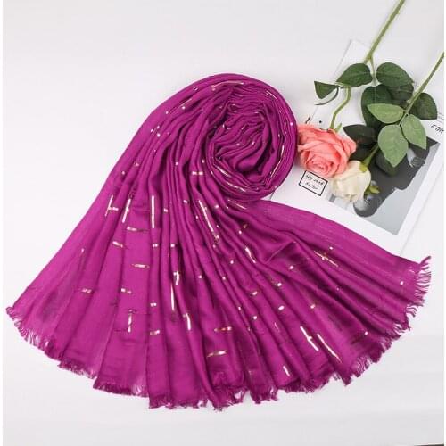 Gold Cross Stripe Muslim Scarf Fringe Hijab Women Cotton Glitter Headscarf Shimmer Long Shawl Wrap Islamic Turban Stole 90x180cm