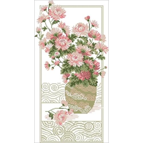 Hot selling Chrysanthemum in the bottle Counted Cross Stitch DIY Chinese Cross Stitch Kits Embroidery Needlework Sets