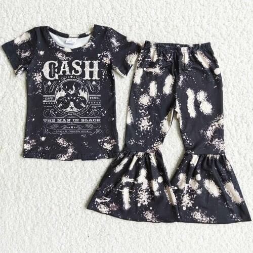 New Fashion Kids Boutique Clothing Bell Bottom Outfits Toddler Bany Girls Clothes Sets Short Sleeve Fall Wholesale Children Sets