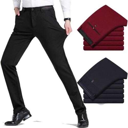 New Spring Autumn Mens Casual Pants Elastic Youth Business Suit Trousers Long Dress Pencil Pants Stretch Fabrics Male Slim Mid