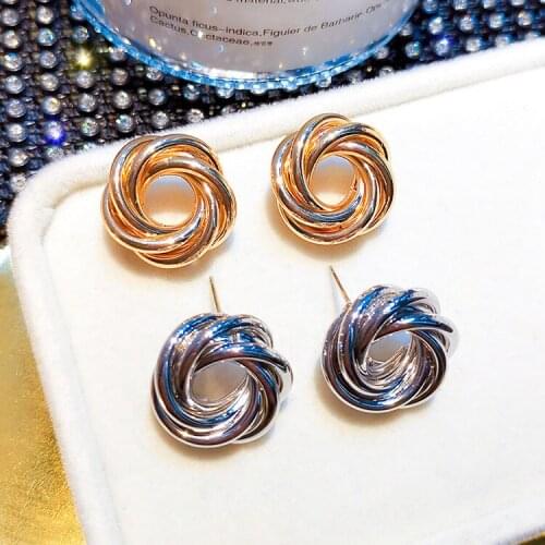 Metallic ring stud 2019 new simple personality for Women simple earrings