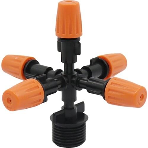5-head Adjustable Spray Industrial Cooling Greenhouse Irrigation Sprinkler Garden Fogger with 1/2 Inch Male Thread 10 Pcs