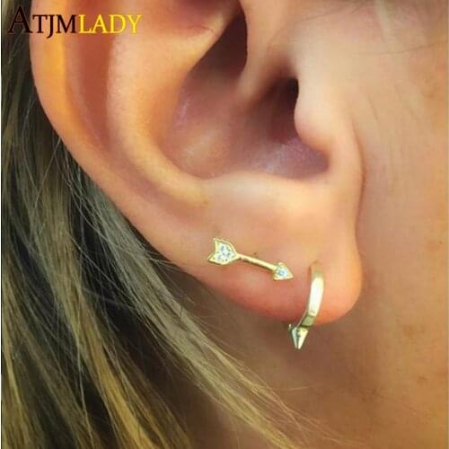 Brinco Limited Real Crystal Earrings Earings High Quality 100% 925 Sterling Anti Allergy Simple Arrow Studs Girl Earring new