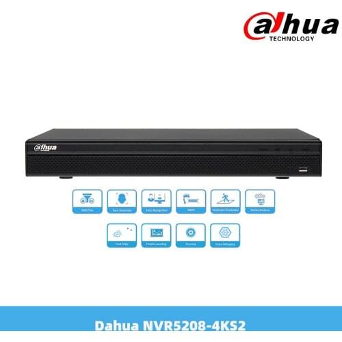 Dahua 8 Channel 4K H.265 No Poe Lite Network Video Recorder for 4MP 8MP IP Camera With 2 SATA Ports NVR5208-4KS2