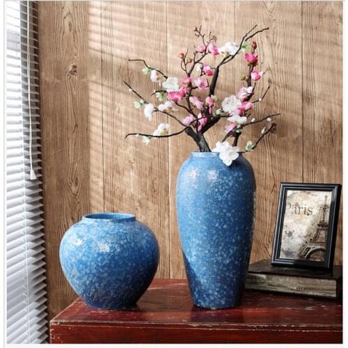 Blue Home Decor Chinese Ceramic Porcelain Flower Vase Goods Decorative Outdoor Wedding Decoration Coarse Pottery