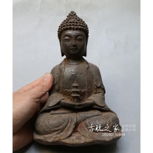 MOEHOMES Archaic iron, iron Buddha,Sakyamuni Buddha is natural and old crafts home decorations metal crafts