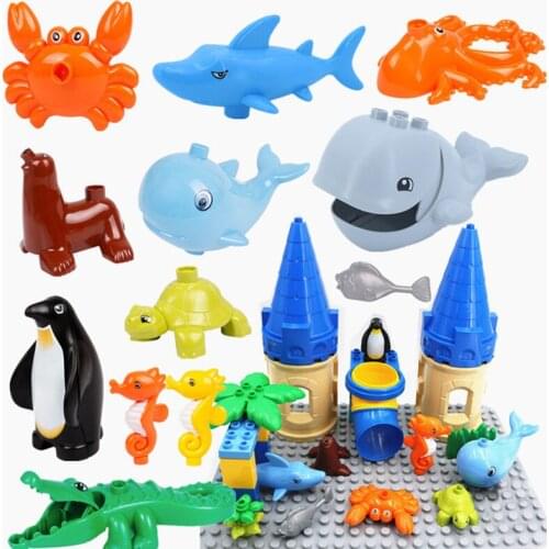 Big Size Building Blocks Animal Figure Model Accessories Toy Underwater World Shark Whale And Other Marine Life Educational Toys