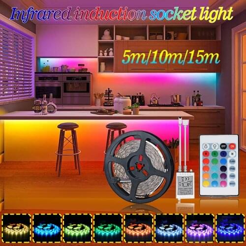 5/10/15M LED Strip With Plug With Multi-color Light 2835 Flexible RGB LED Strip US Plug Desktop Screen BackLight Living Room Dec