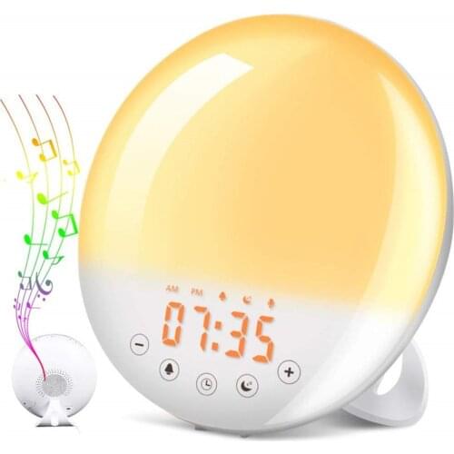 New Smart Sunrise Wake-up Light Sunrise Led Alarm Clock Wi-Fi 7 Colors FM Radio Digital Changing Atmosphere Light Nightlight