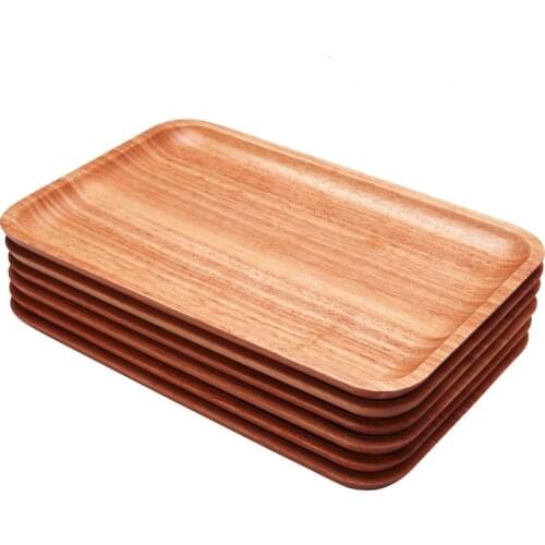 Japan Style Wooden Storage Trays Rectangle Tea/Coffee Serving Trays Natural Wood Cake/Fruits Plate Eco Tableware