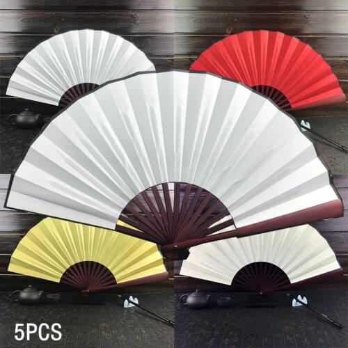 5Pcs/Set 8/10Inch Blank Folding Fans Chinese Style Painting Calligraphy Inscripting Diy Silk Cloth Fan