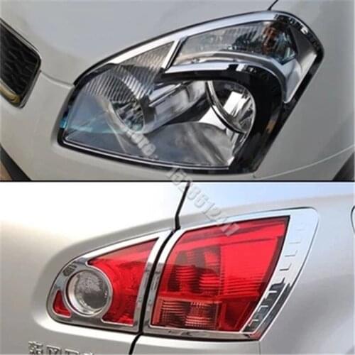 Car Exterior chrome For Nissan Qashqai J10 2007-2015 front headlights rear head lights lamp cover taillights trims stickers