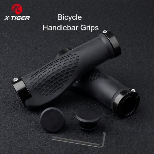 X-TIGER Bike Grips Shock Absorption MTB Bicycle Handlebar Cover Aluminium Alloy Lock Ring Rubber Anti-slip Bicycle Handle Grips
