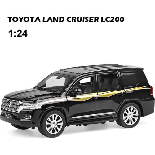 XLG 1:24 Diecast Land Cruiser LC200 SUV High Simulator Alloy Metal Model Car With Door Open Sound Music Light Pull-back Vehicle