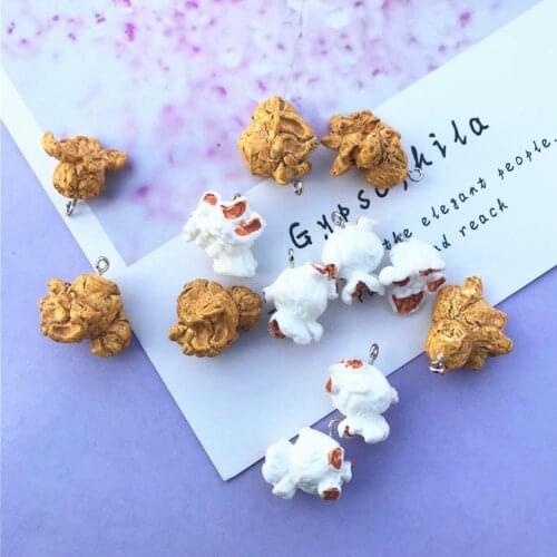 ZALEBABA 3D resin popcorn charms very cute keychain pendant necklace pendant for DIY earring decoration