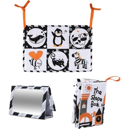 Tummy Time Baby Mirror Toys, High Contrast Floor Activity Mirror, Black And White Baby Teethers Toy For Newborn Infant