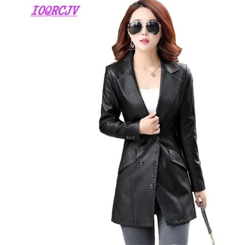 Leather jacket for women spring autumn PU Leather coat fashion Medium length Windbreaker Plus size 5XL leather tops IOQRCJV H332