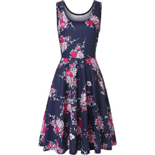 Floral Dresses For Women 2021 Casual Summer Beach Scoop Neck Sleeveless Soft Striped A-line Beach Dress Vestidos De Mujer Casual