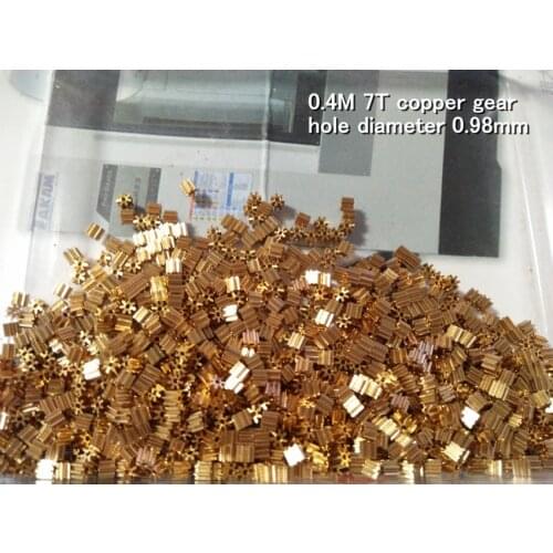0.4M 7T copper gear hole diameter 0.98 mm 1mm shaft hole diameter 3*3.6mm