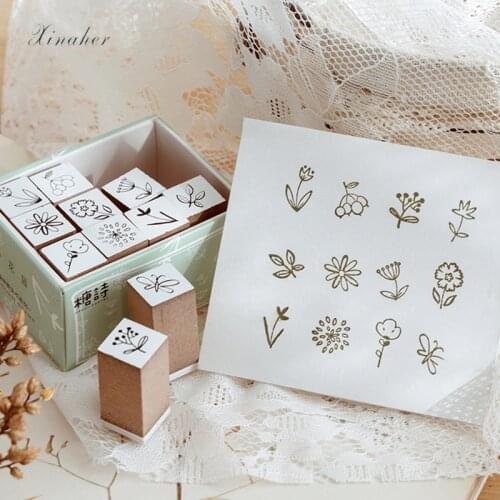 1set cute flower animal travel life decoration stamp wooden rubber stamps for scrapbooking stationery DIY craft standard stamp
