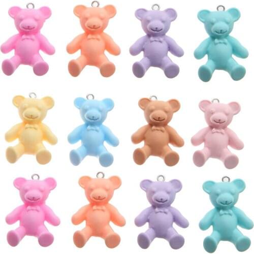 10Pcs/lot Mixed Color Cute Bear Resin Charms Pendant For Women DIY Making Necklace Keychain Jewelry Accessories